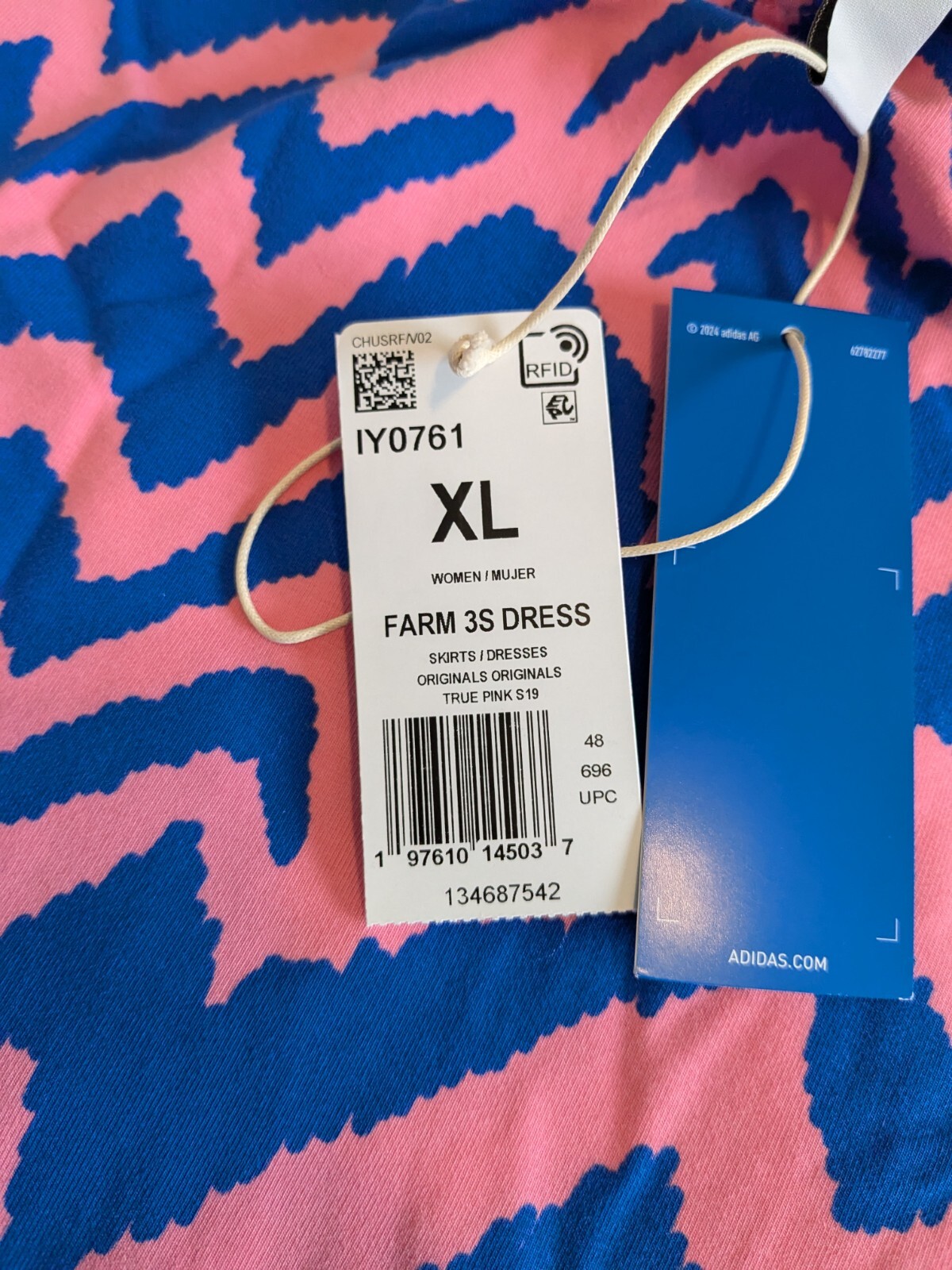 Adidas X FARM Rio Dress Women's Size XL Mini Dress 3-Stripes Tropical Sporty NWT image 8