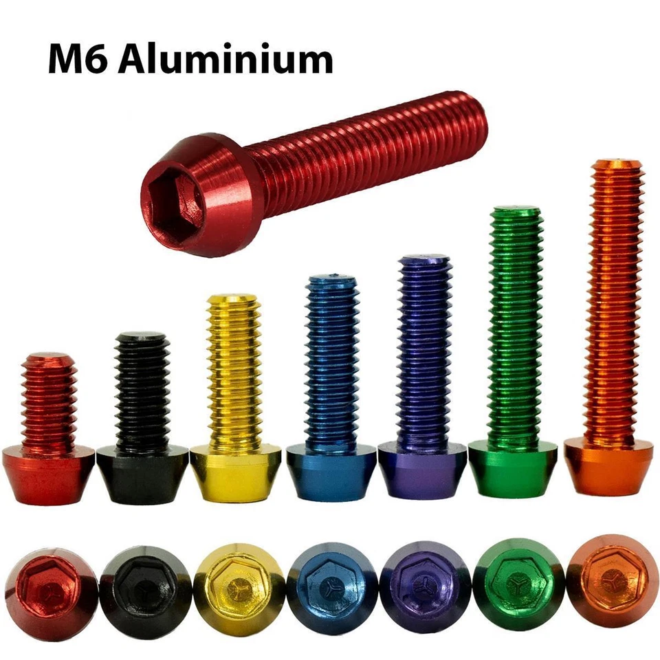 F26 Alu M6 Schraube DIN912 konisch Fahrrad Tuning Innensechskannt Aluminium MTB Road
