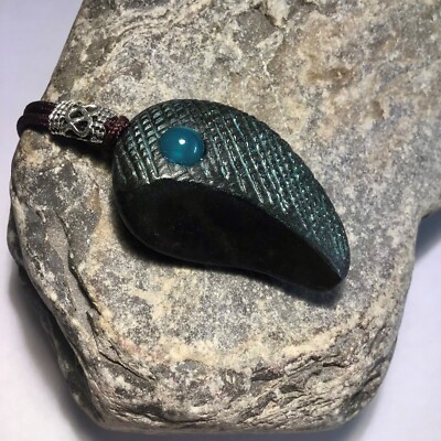 Black Stone Engraved Dragon Eye Agate Necklace