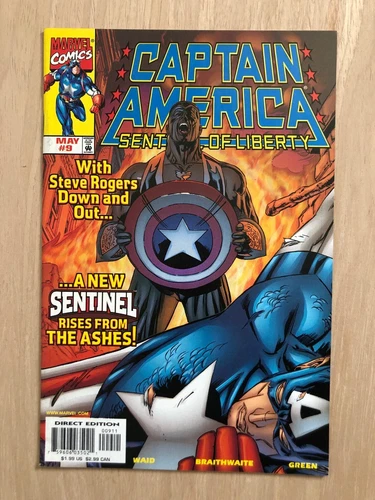 Captain America Sentinel of Liberty #9 (1999) 1st Full Sam Falcon as Cap KEY