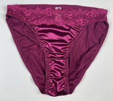 Satin Panty with Lace Burgundy M