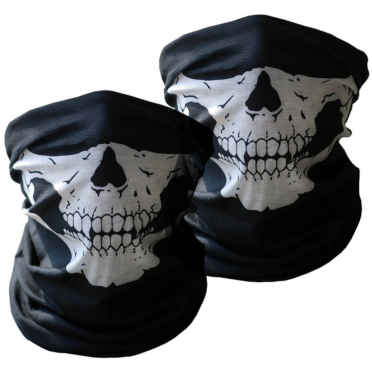 Motorcycle Half Face Skull Mask 2-Pack Riding Outdoors Cover