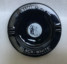 Vintage BLACK & WHITE Scotch Whisky Black Round Ceramic Ashtray Scottie Dogs