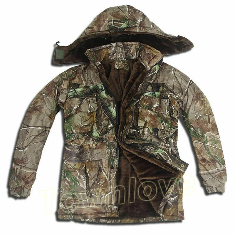 Mens Winter Bionic Camouflage Thicken Hunting Clothes Tactical Waterproof Suits - Image 3 of 4