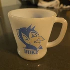 Vintage Duke Blue Devils FireKing Milk Glass Coffee Mug Made In USA Rare!