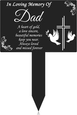 Cross Grave Marker Memorial Remembrance Plaque Stake - Waterproof Acrylic for Ce