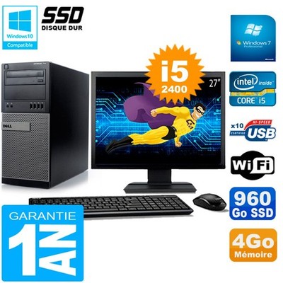PC tour DELL 7010 Bildschirm 27 '' Core I5-2400 RAM 4Go Scheibe 960 GB SSD Wifi