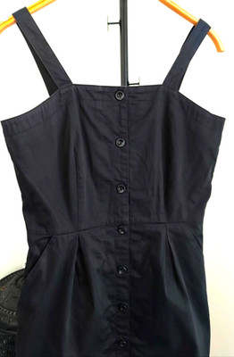 Y2K Kleid John Girls 90s Vintage Dress Schwarz Baumwolle Stretch Midi Sommer