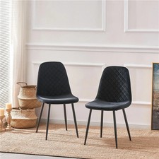 Set of 2/4/6 Velvet/Suede/PU Dining Chairs Padded Seat Metal Legs Kitchen Home