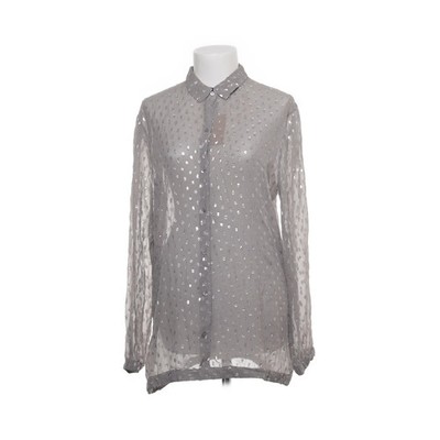 Custommade, Bluse, Größe: 42, Grau/Silber, Metallfaser/Seide, Gepunktet #7Ho