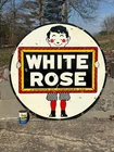 VINTAGE "WHITE ROSE GASOLINE" LARGE DOUBLE SIDED PORCELAIN DEALER SIGN, 48" INCH