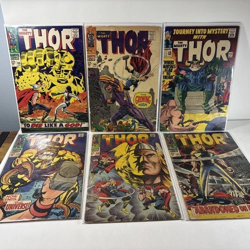 Marvel Comics Thor 1967 Comic Book Lot Of 6 Vintage Silver Era