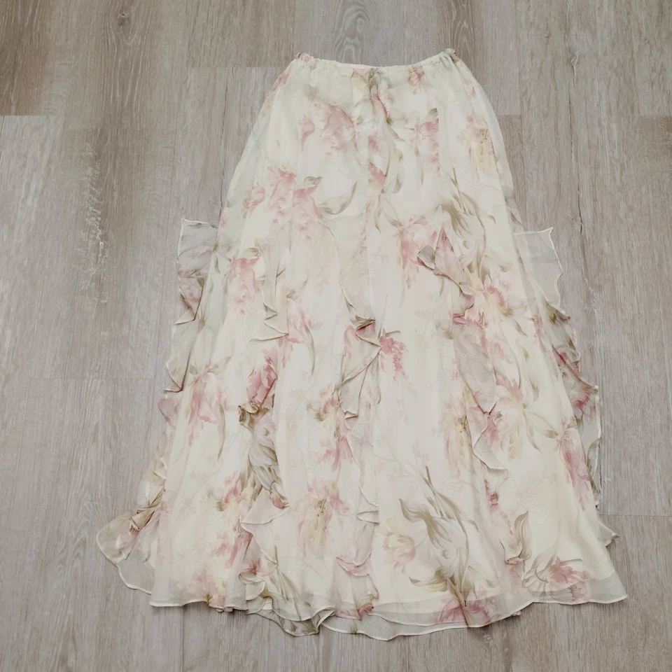 Юбка Ralph Lauren винтажная с цветочным рисунком прозрачная с оборками макси фея женская с подкладкой размер... - Изображение 2 из 4