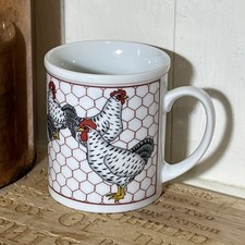 Vintage White Ceramic Mug-Hen Pattern-Chicken Wire-9 cm High-FREE UK POSTAGE 12.00 per metre