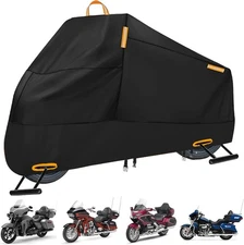 Motorcycle Cover Waterproof Outdoor, 300D Heavy Duty Motorcycle Cover for Harley