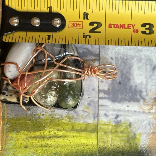 Bio Stein Cluster Anhänger, Handarbeit, Edelsteine drahtumwickelt, OOAK 4300 G - Bild 6 von 9