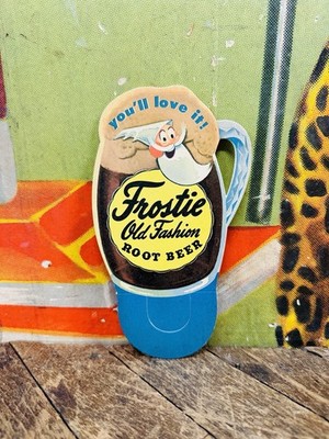 VINTAGE C. 1950 FROSTIE ROOT BEER BOTTLE TOPPER SIGN COCA COLA PEPSI DR PEPPER