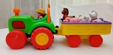 Kiddieland Motorized Old Macdonald's Farm Tractor and Trailer Set. Working VGC