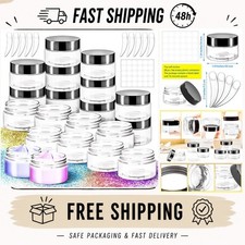 Travel Cosmetic Jars 1 oz 30ml Clear Plastic Containers 20 Pack