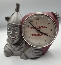 VINTAGE TIN MAN 1998 JACK HALEY WIZARD OF OZ “IM ALL HEART” CLOCK  WORKS!!!!!