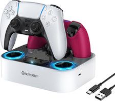 NEWDERY PS5 Controller Charging Station, Fast Charger Dock for Playstation 5 Dua