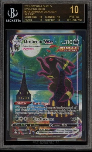 Pokemon Umbreon VMAX Evolving Skies Secret Rare Alt Art #215 BGS 10 BLACK LABEL