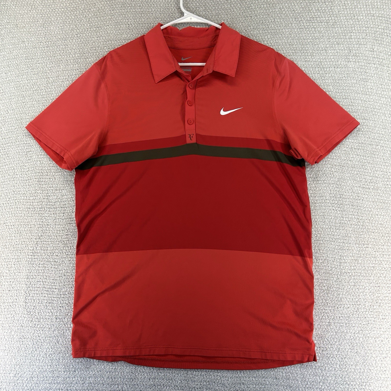 Nike RF Roger Federer Tennis Polo Shirt Men’s Large Red 2012 Australian Open