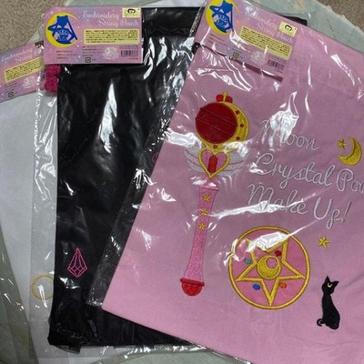 Sailor Moon bestickter Kordelzug Beutel schwarz weiß rosa Sailor Guardians