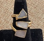 Vintage Triple Druzy Quartz Smoky Sparkly Silver Gray Crystal Ring Size 7 — photo 4