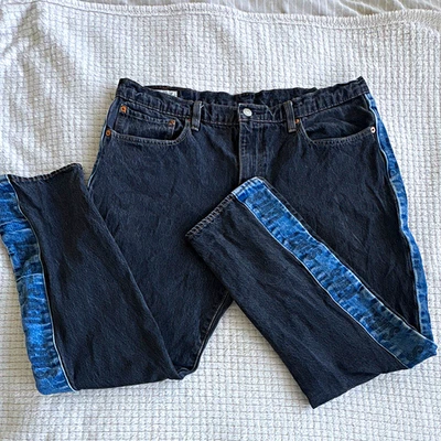 Rare Levi's Premium Hi-Ball Men's Tapered Jeans W36 L28 Black Denim Blue Stripe