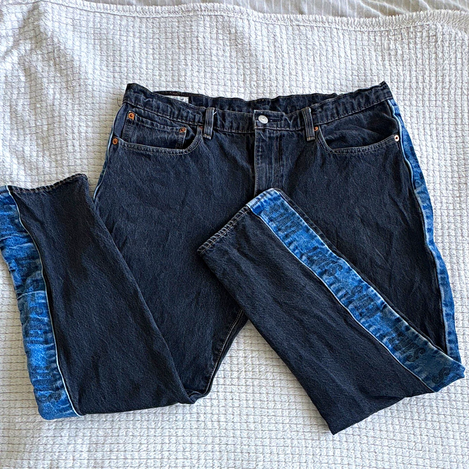 Rare Levi's Premium Hi-Ball Men's Tapered Jeans W36 L28 Black Denim Blue Stripe, photo 1 of 5