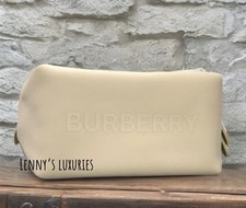 Burberry Logo Clutch Toiletry Bag Cosmetic Pouch Travel Case Beige NWT