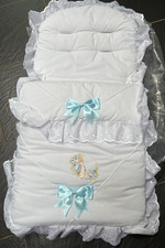 Gorgeous Baby  Boys Blue  White Peter Rabbit Bow FootMuff Cosy Toes Pram Buggy