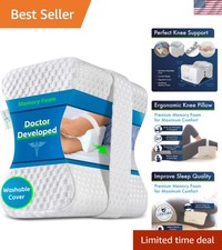 Doctor Developed Knee Pillow for Side Sleepers - Washable Cover Memory Foam L...