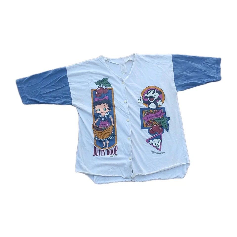 Vintage Betty Boop Baseball Jersey T Shirt Pinup Retro King 1995 Syndicate USA - Image 2 of 4