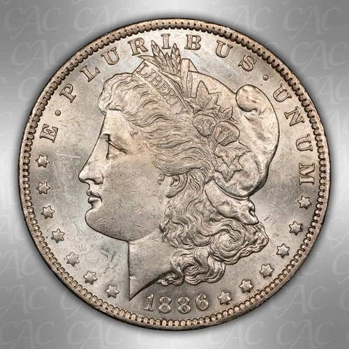 1886-O Morgan Silver Dollar CAC AU58 – Rare Holder, MASSIVE Undergrade, UNC Look