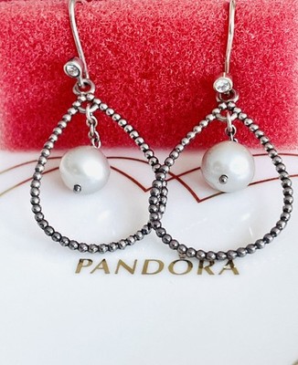   Original PANDORA Silber Träne Compose Perlen Ohrringe   Wunderbares Geschenk   