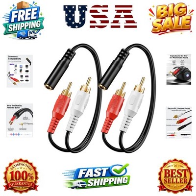 3.5mm to RCA Splitter Male Stereo Audio Y Cable 2-Pack, Gold Plated Adapter C...