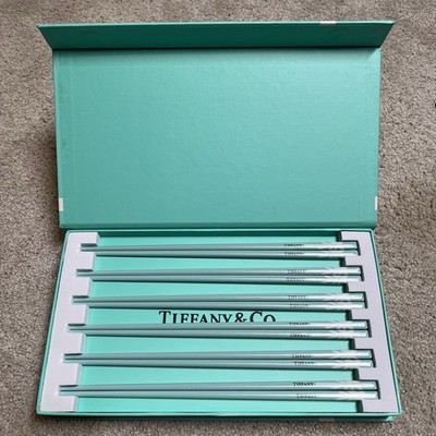 NEW Tiffany CO Chopsticks Set of 6 Ceramic Gift Box White Bow 12