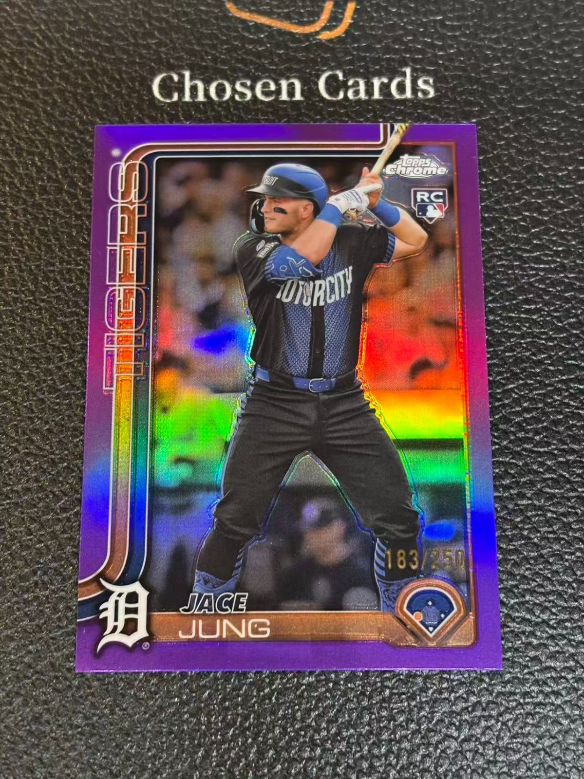2025 Topps Chrome RC Jace Jung #225 Purple Refractor /250 WDF