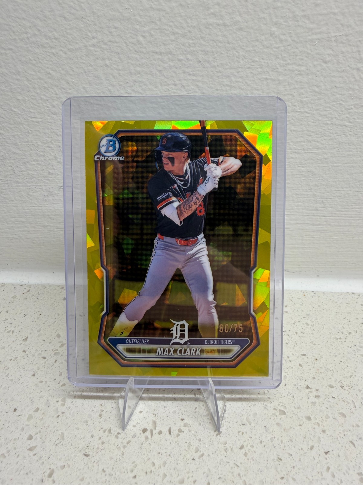 2026 Bowman Chrome Sapphire Max Clark Prospects Yellow Refractor #/75 Tigers