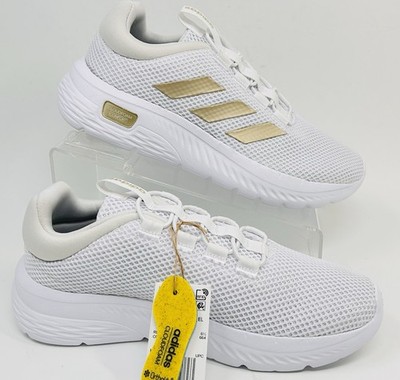 Adidas Cloudfoam Comfy Elastic Lace Slip On White Shoes Women's Size 8-8.5 /40
