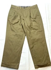 Eddie Bauer Men’s Brown Khaki Tan Pleated Chino Pants Size 36 X 30 100% Cotton