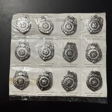 Vintage Tin Toy Police Badge Unused Card 1950s Special Police Pin Hong Kong Lot