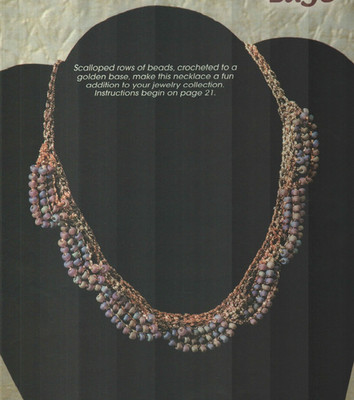 GOLDEN EDGE SCALLOPED BEADS NECKLACE JEWELRY CROCHET PATTERN INSTRUCTIONS