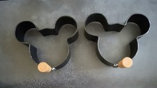 Set 2 Disney Mickey Minnie Mouse Pancake/Egg Ring Mold Black Metal Wood Handle