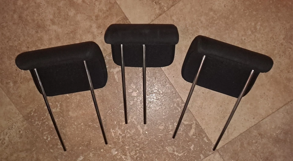  2009 2010 2011 Honda Fit Rear Head Rest Solid Black Soft Cloth Set of 3  - Image 2 of 4