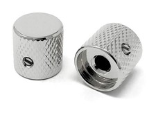 Vintage Forge Chrome Metal Flat Top Barrel Knobs for Electric Guitar