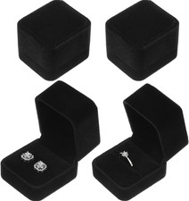 4 Pieces Velvet Ring Earring Box Jewelry Gift Case Boxes for Wedding Engagement