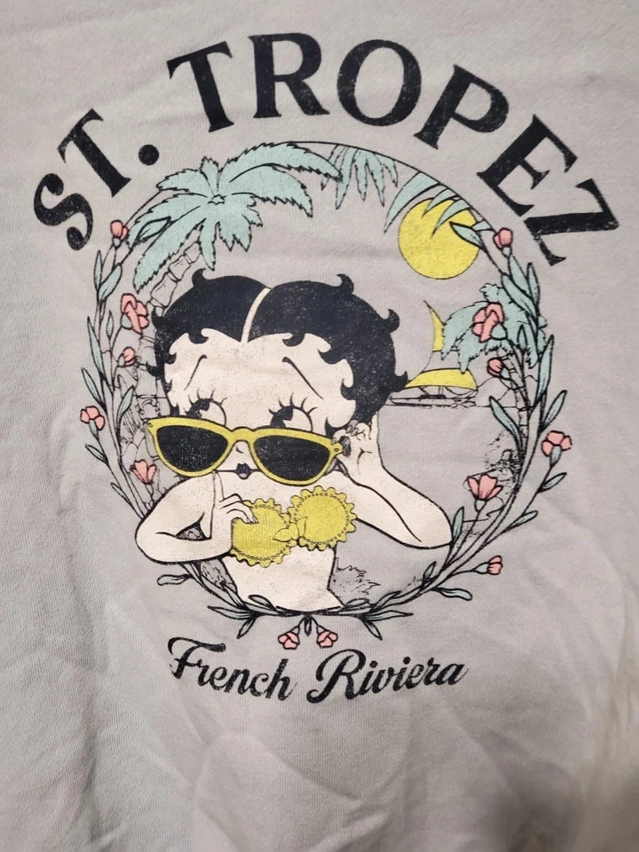 Moletom Betty Boop St. Tropez Riviera Francesa azul gola redonda tamanho XS - Imagem 3 de 4